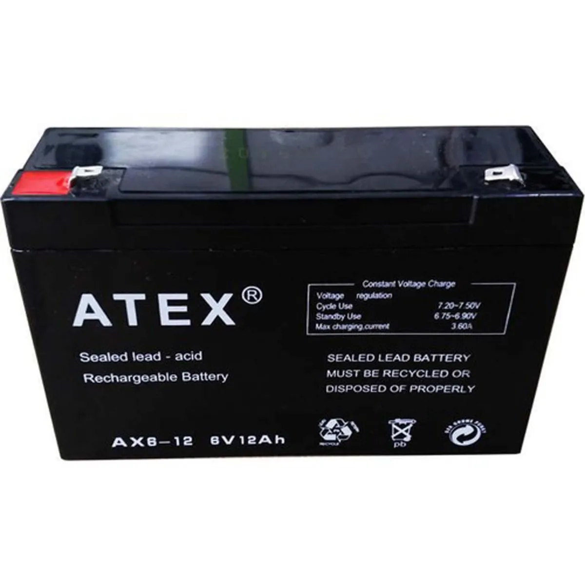 Atex 6V 12A Kuru Akü, Yüksek Kapasiteli Yedek Güç