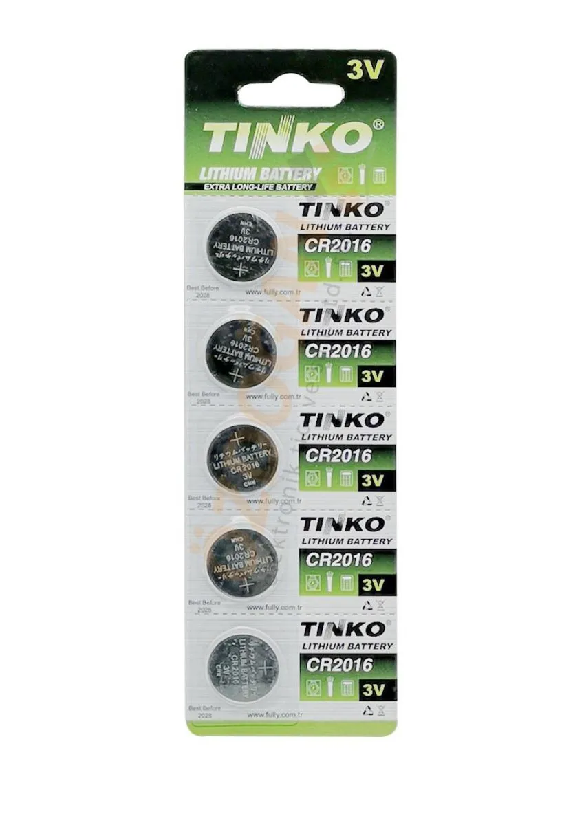 Tinko CR2016 3V 5'li Düğme Pil