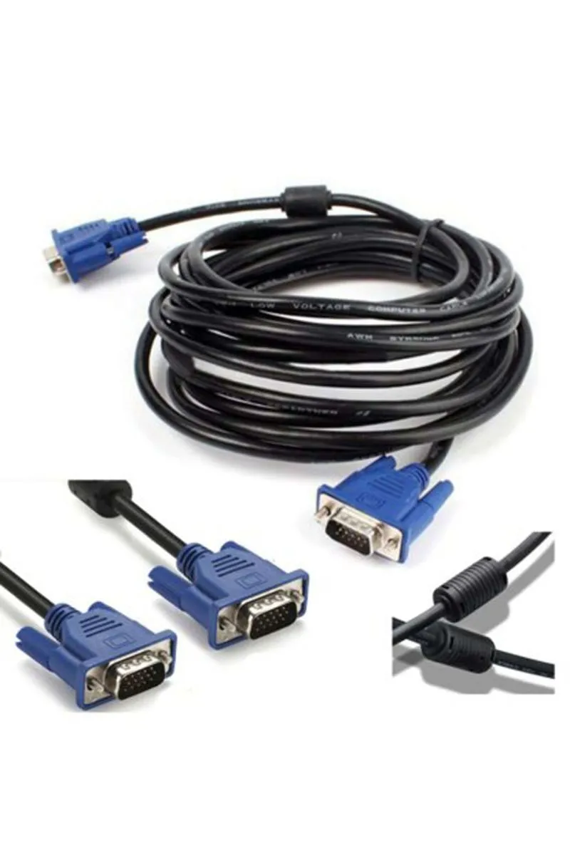 VGA Kablo 20 Metre Siyah Monitör Bağlantı Kablosu