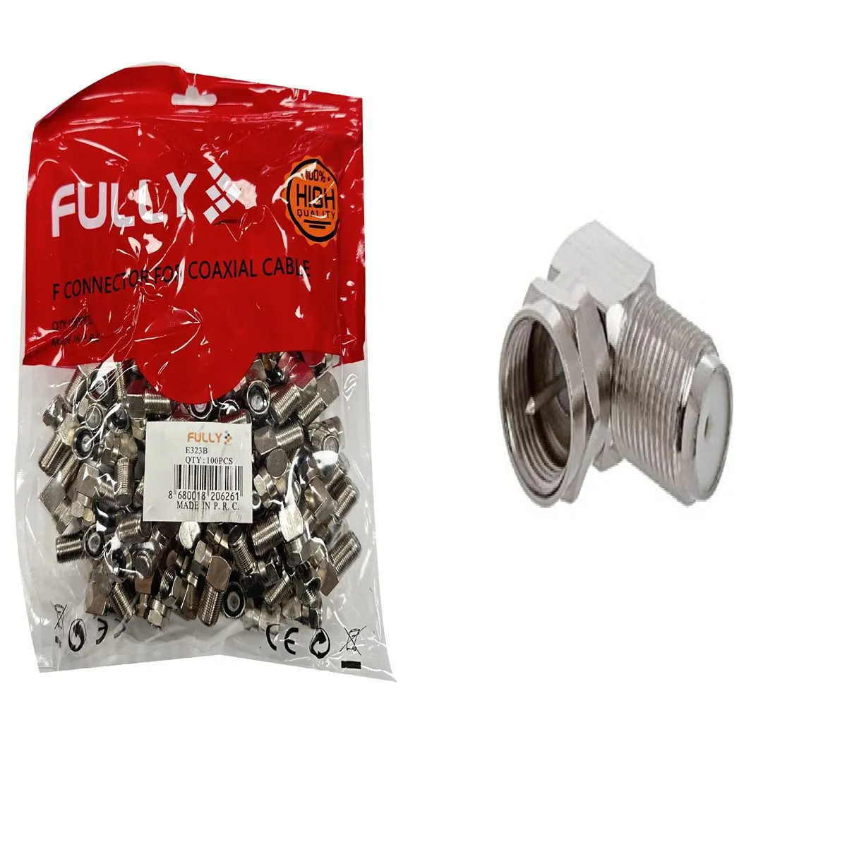 F Konnektör RG6 L Tip - Açılı Bağlantı Ucu